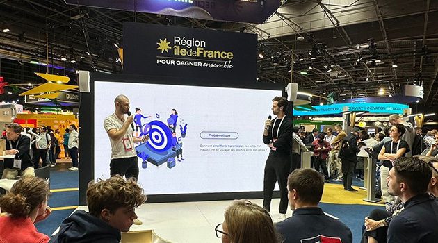 Robin Thomas (gauche) et Arthur Capelle (droite), fondateurs de Myloot lors du salon VivaTechnology le 24 mai 2024 à Paris