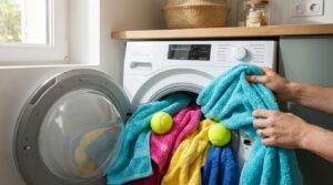 Balles de tennis dans la machine &agrave; laver : ce geste tout b&ecirc;te qui transforme votre linge, &eacute;conomise la lessive et fait baisser votre facture d&rsquo;&eacute;lectricit&eacute;