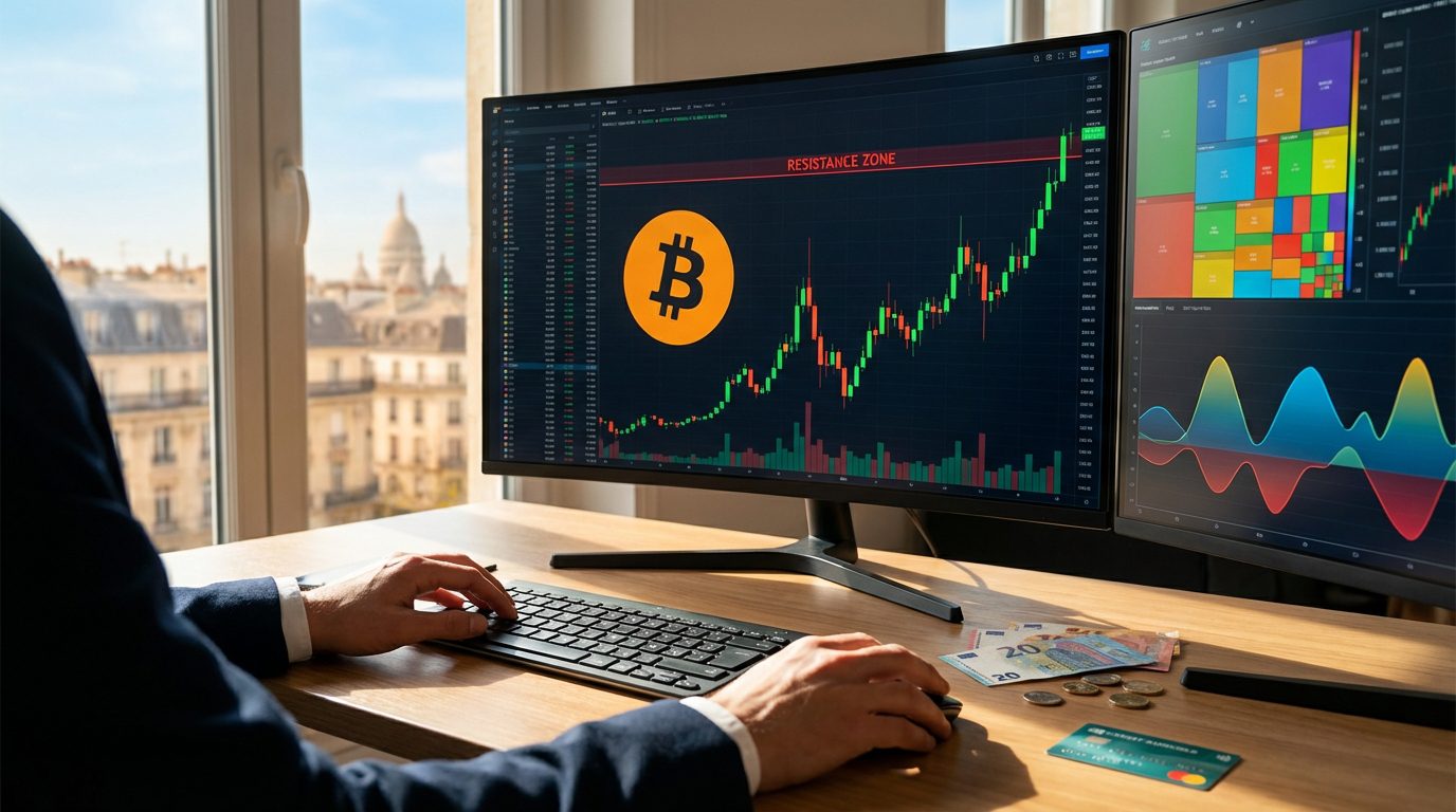 March&eacute; crypto : ce rebond vers 3 150 milliards peut-il vraiment d&eacute;passer le plafond des 3 380 milliards avec un Bitcoin bloqu&eacute; sous 98 000 $ ?