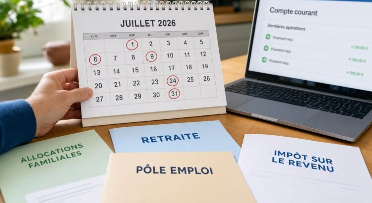 CAF, retraite, imp&ocirc;ts, ch&ocirc;mage : attention, ce d&eacute;tail du calendrier de juillet 2026 va retarder le versement de vos aides