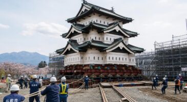Ce ch&acirc;teau de 360 tonnes d&eacute;plac&eacute; par 1800 volontaires : les coulisses du chantier le plus spectaculaire au Japon depuis un si&egrave;cle